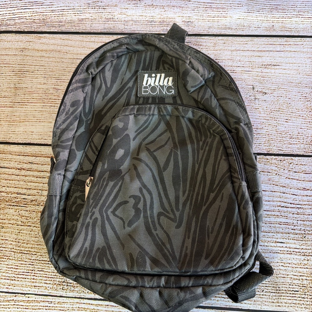 Black Gray Billabong Backpack 12x8" Travel School Daypack Used